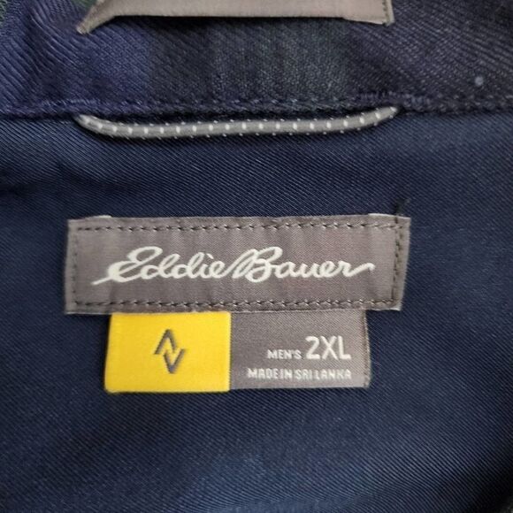 Eddie Bauer green & blue plaid button down - Picture 4 of 4